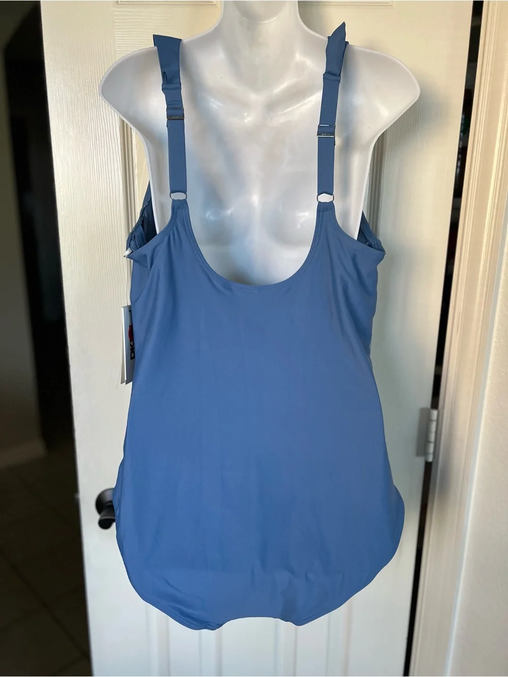 NWT DKNY Womens Ruffle Plunge Underwire Tummy Control One-Piece Swimsuit - Picture 6 of 8
